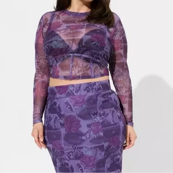 Betsey Johnson x Torrid Purple Mesh Top Size 4X - Picture 3 of 14